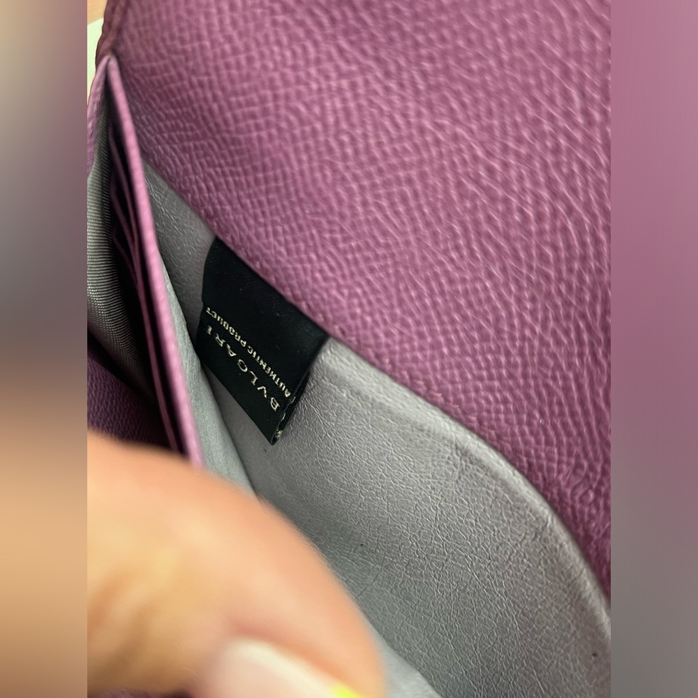 BVLGARI Bulgari Purple Lavender Saffiano Leather Continental Card Coin Wallet - Picture 14 of 16